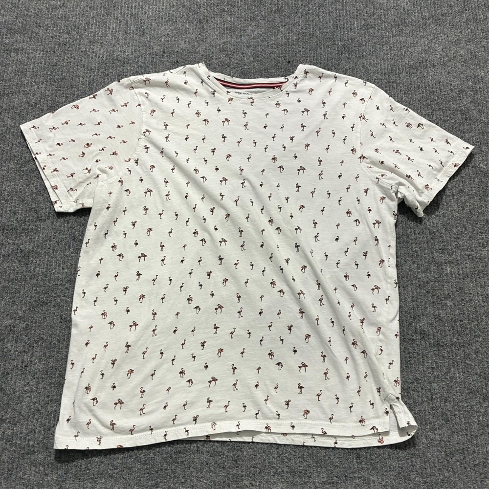 International Report Mens T-Shirt Size XL White Flamingo Print Short Sleeve‎